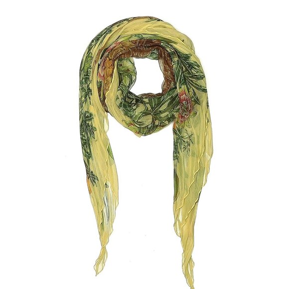 Hermes Accessories - Hermès Plissé Silk chiffon passiflores pleated scarf w/ designer box